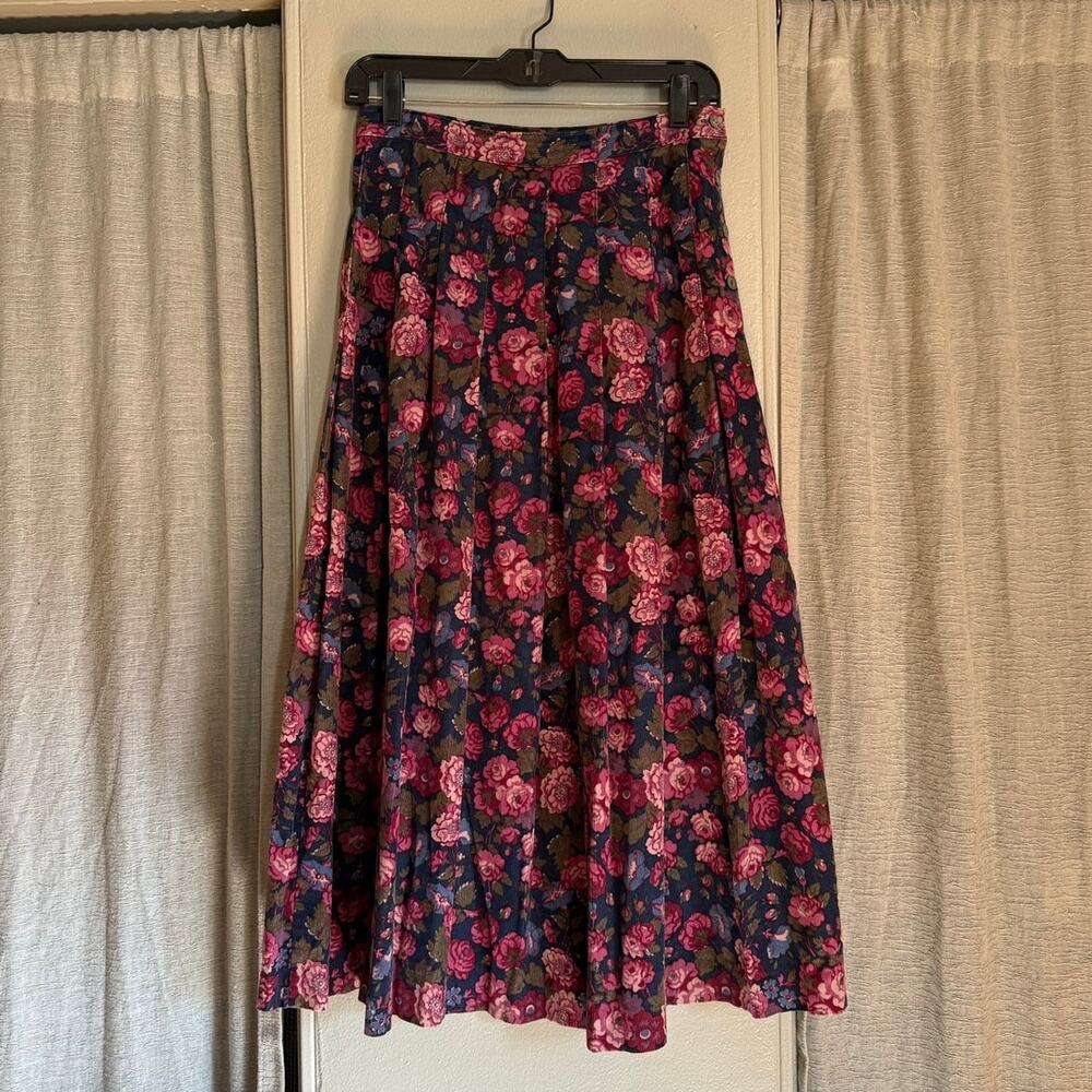 Vintage 90s Laura Ashley Floral Cotton Maxi Skirt